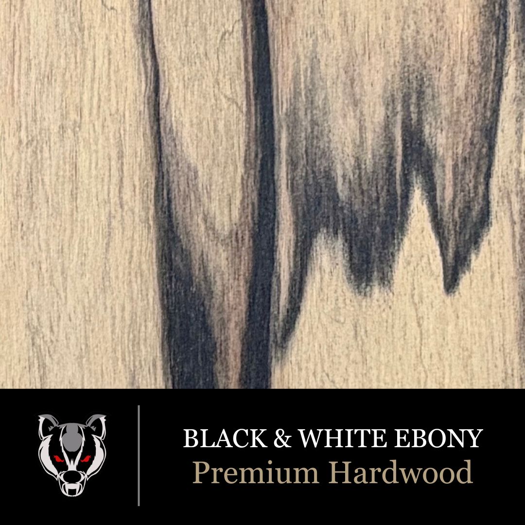 Premium Black & White Ebony wood grain swatch for custom pistol grips