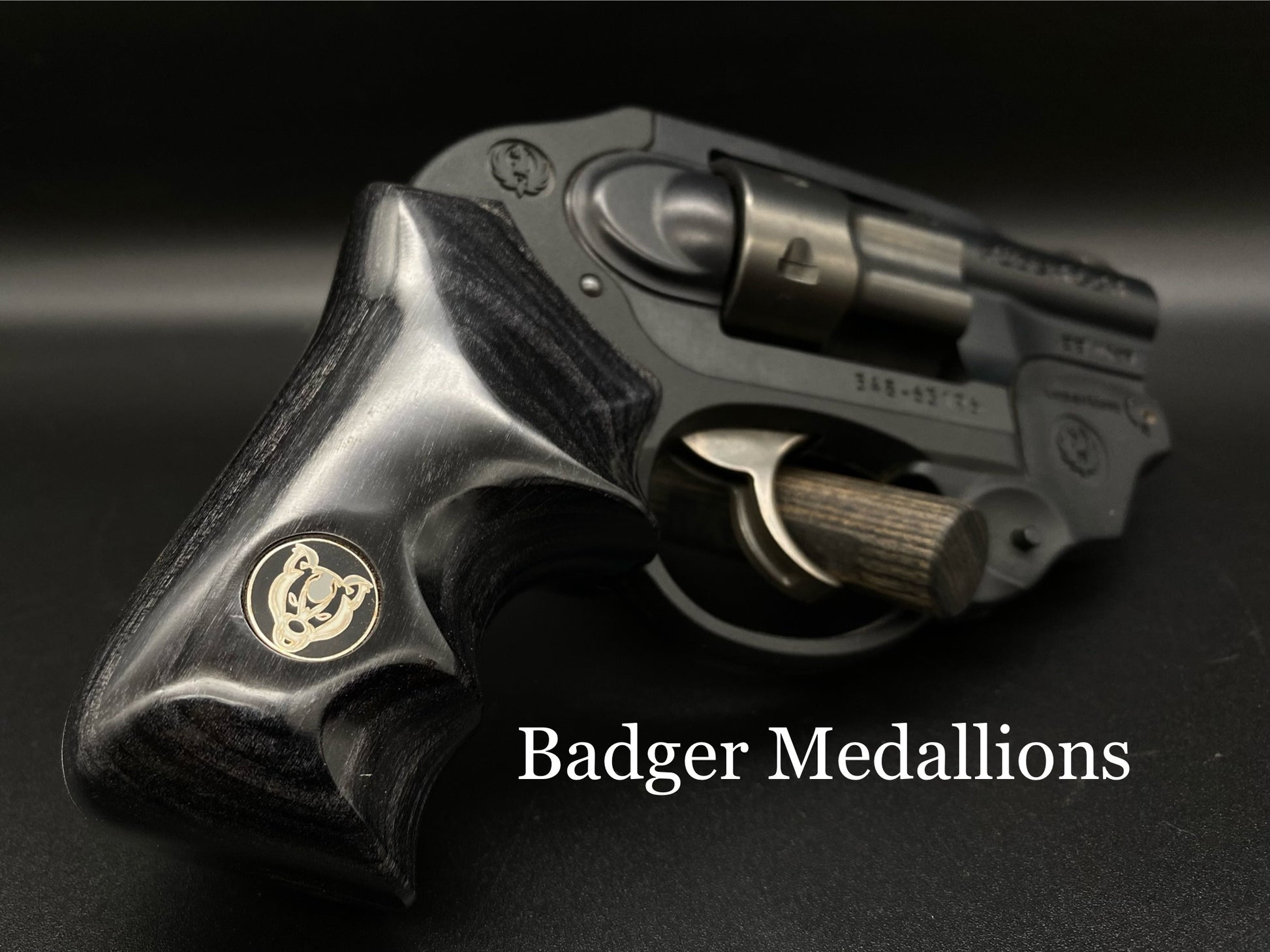 Badger Medallion On Ruger LCR Black Boot Grip