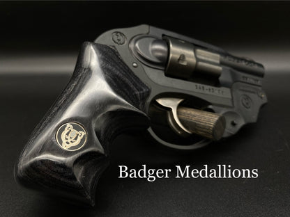 Badger Medallion On Ruger LCR Black Boot Grip