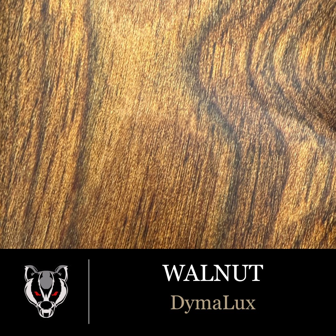 Dymalux Walnut wood grain swatch for custom pistol grips