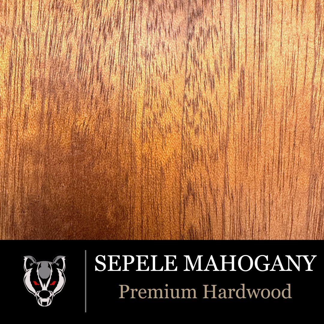 Premium Sepele Mahogany wood grain swatch for custom pistol grips